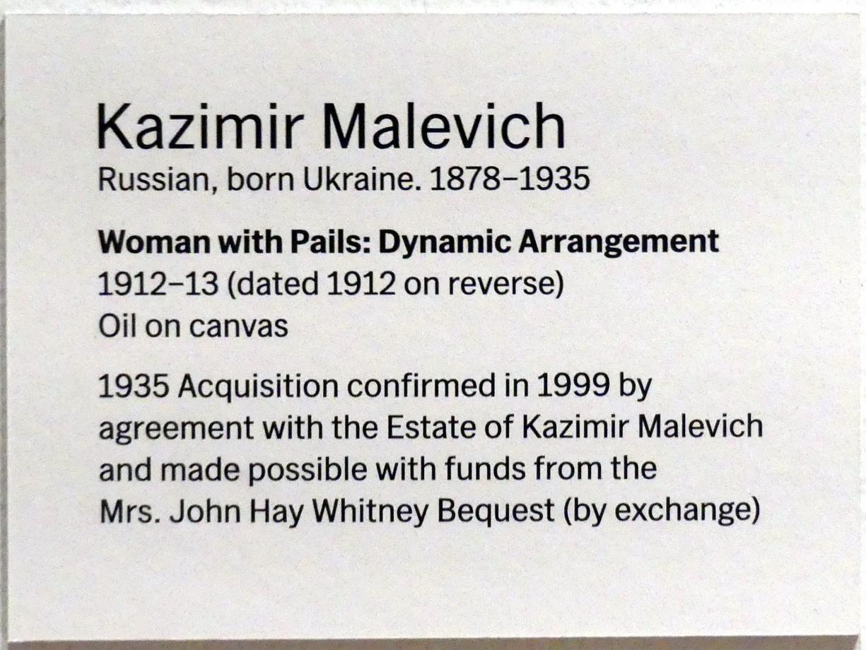 Kasimir Sewerinowitsch Malewitsch (1912–1930), Frau mit Eimern: Dynamische Anordnung, New York, Museum of Modern Art (MoMA), Saal 505, 1912–1913, Bild 2/2