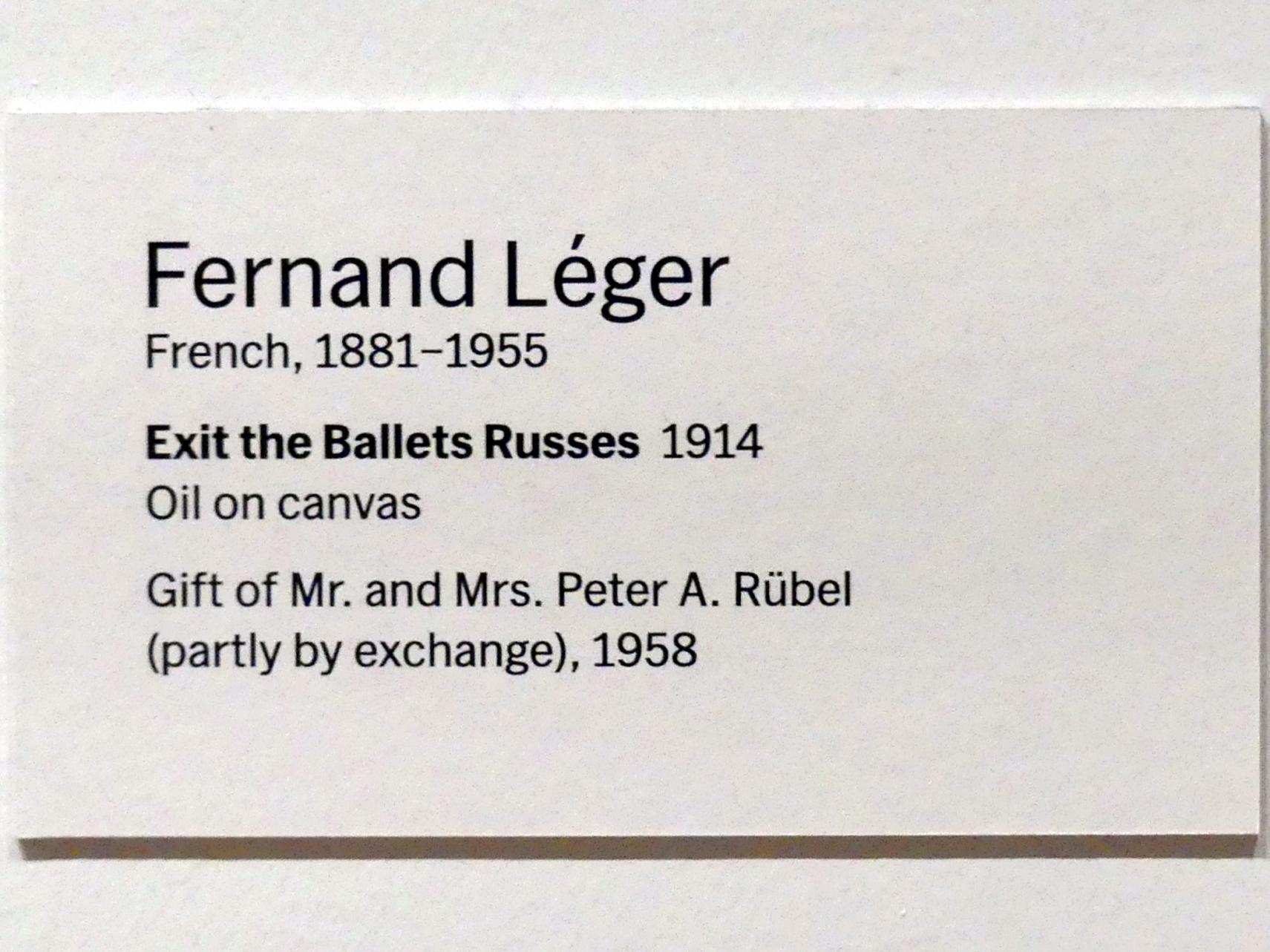 Fernand Léger (1912–1954), Beenden des Ballets Russes, New York, Museum of Modern Art (MoMA), Saal 505, 1914, Bild 2/2