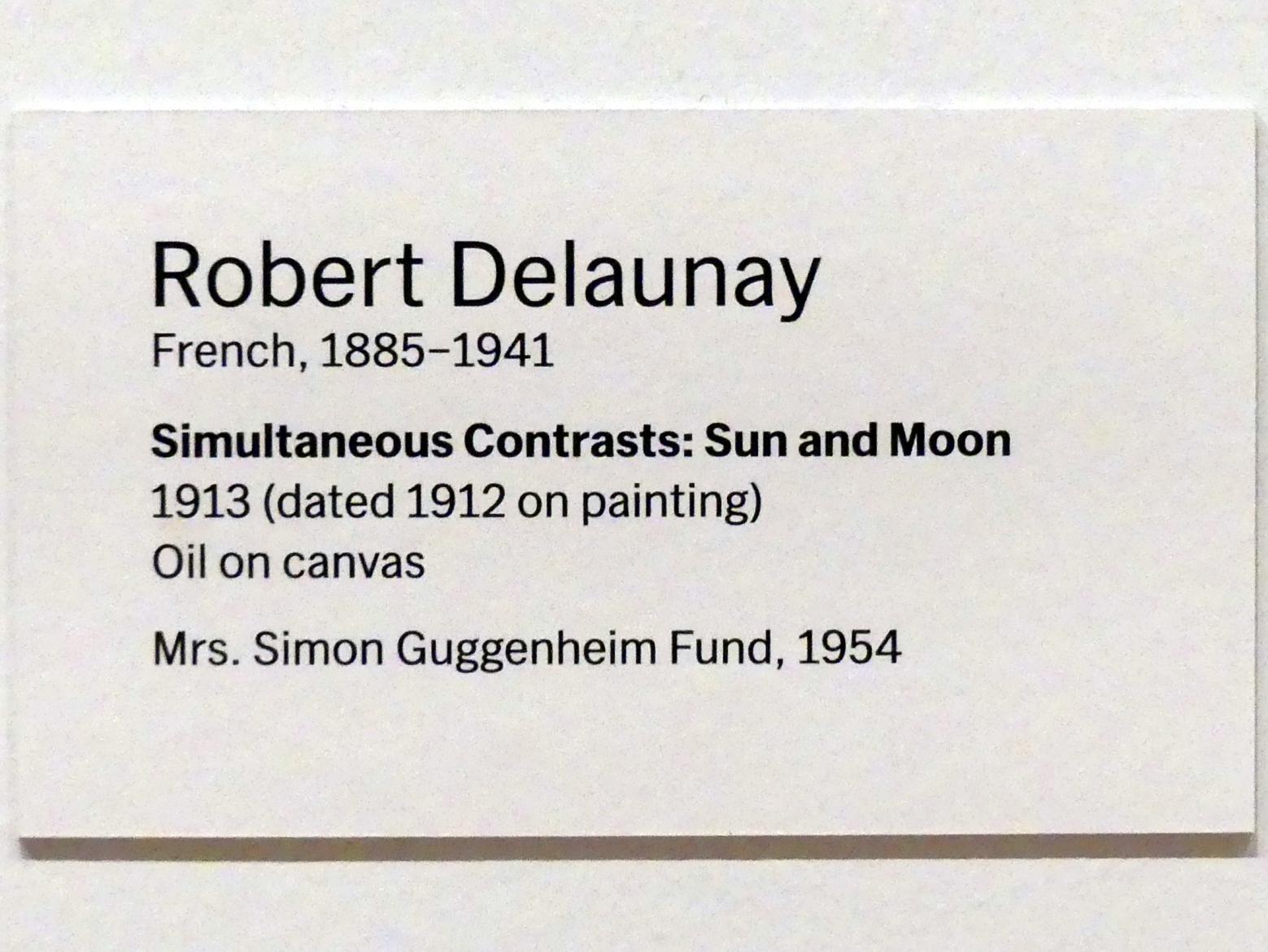 Robert Delaunay (1906–1938), Simultane Kontraste: Sonne und Mond, New York, Museum of Modern Art (MoMA), Saal 505, 1913, Bild 2/2