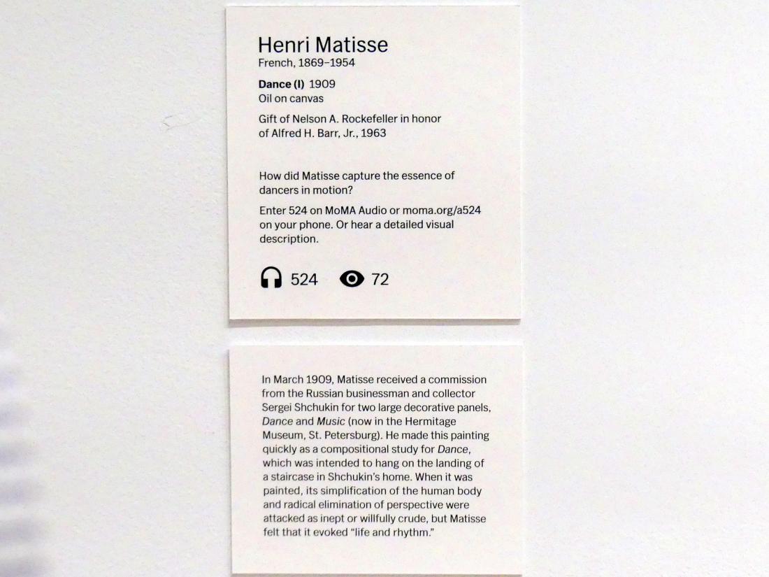 Henri Matisse (1898–1953), Tanz (I), New York, Museum of Modern Art (MoMA), Saal 506, 1909, Bild 2/2