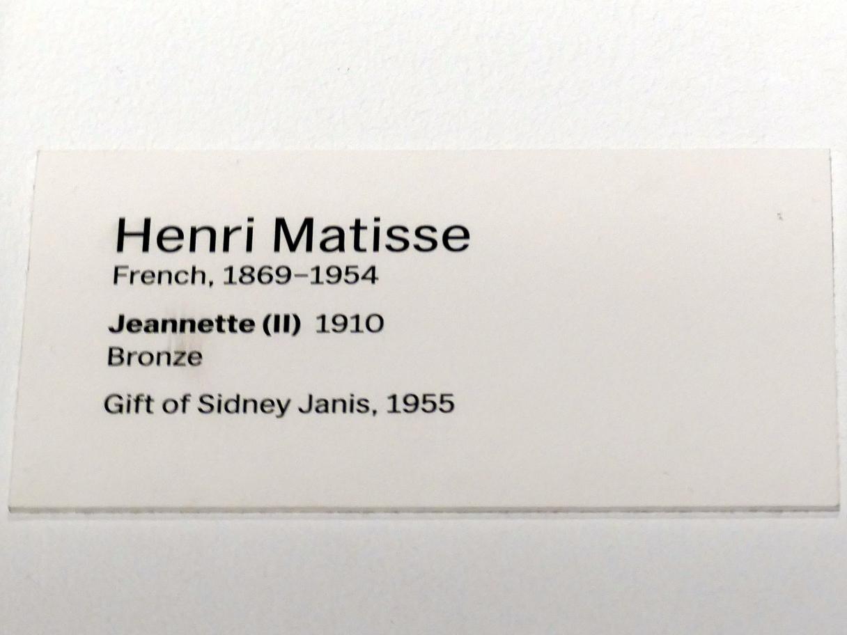 Henri Matisse (1898–1953), Jeannette (II), New York, Museum of Modern Art (MoMA), Saal 506, 1910, Bild 4/4