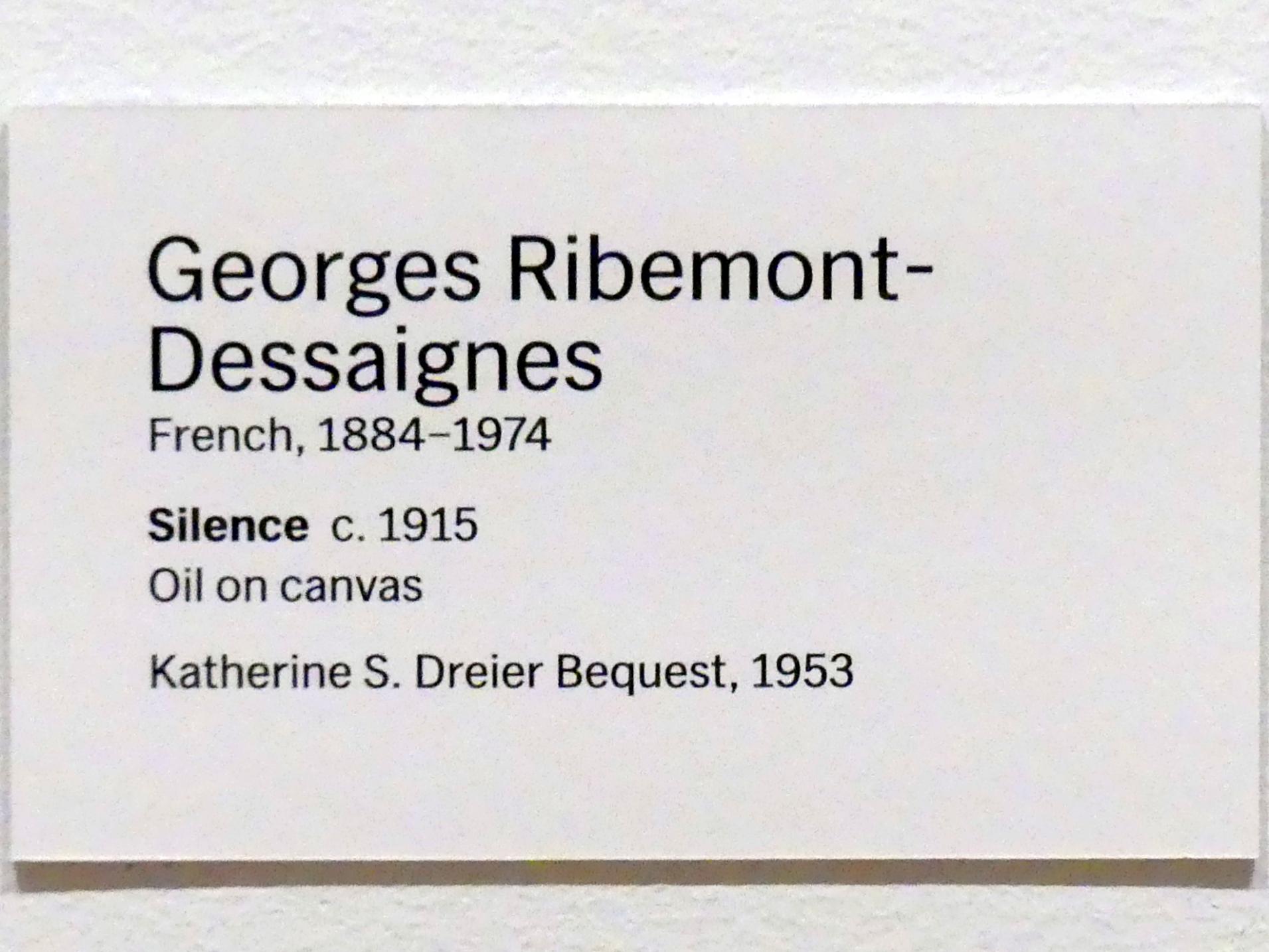 Georges Ribemont-Dessaignes (1915), Stille, New York, Museum of Modern Art (MoMA), Saal 508, um 1915, Bild 2/2