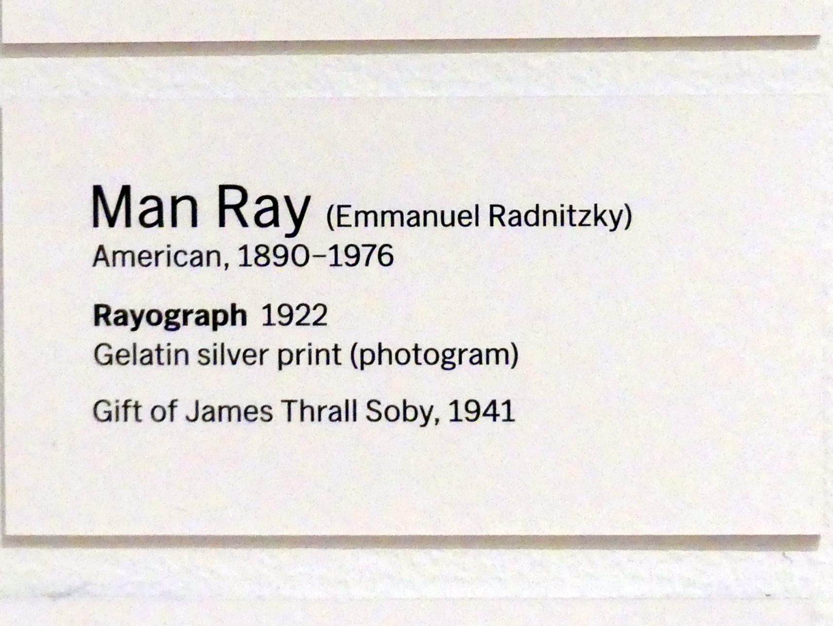 Man Ray (1914–1939), Rayograph, New York, Museum of Modern Art (MoMA), Saal 508, 1922, Bild 3/3