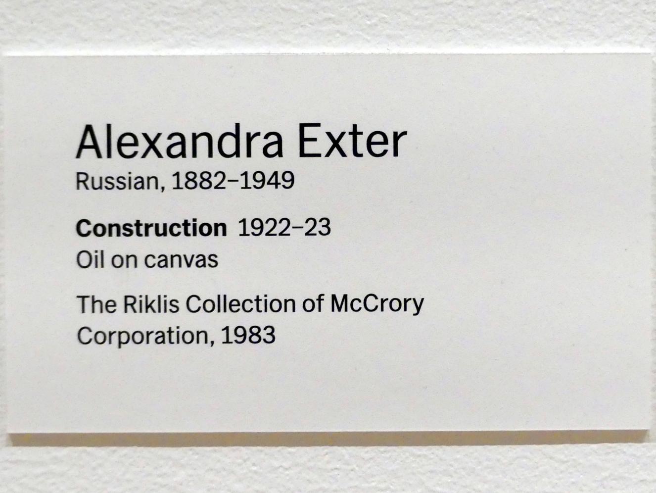 Alexandra Alexandrowna Exter (1913–1926), Konstruktion, New York, Museum of Modern Art (MoMA), Saal 512, 1922–1923, Bild 2/2