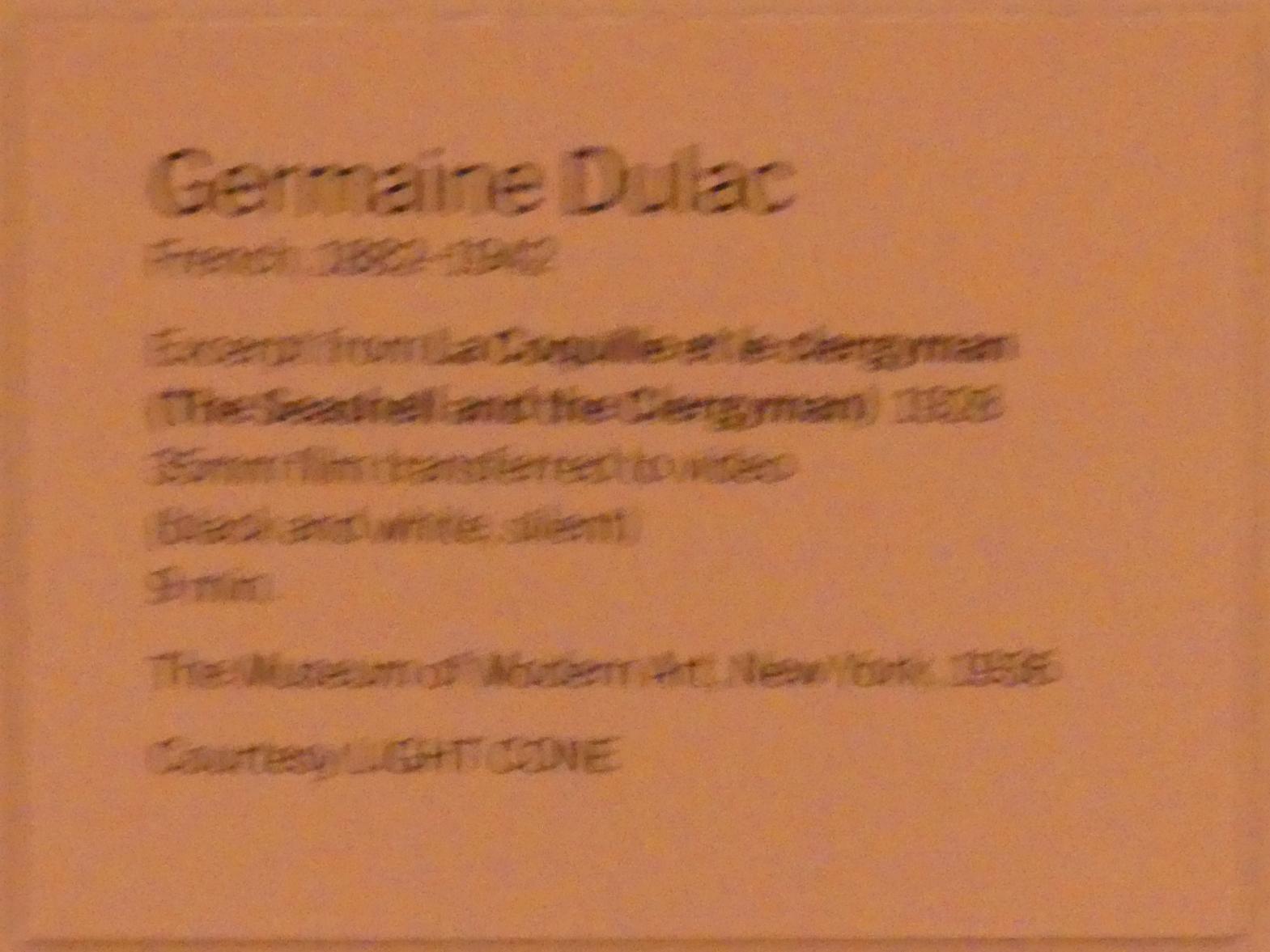 Germaine Dulac (1928), Die Muschel und der Geistliche, New York, Museum of Modern Art (MoMA), Saal 517, 1928, Bild 2/2
