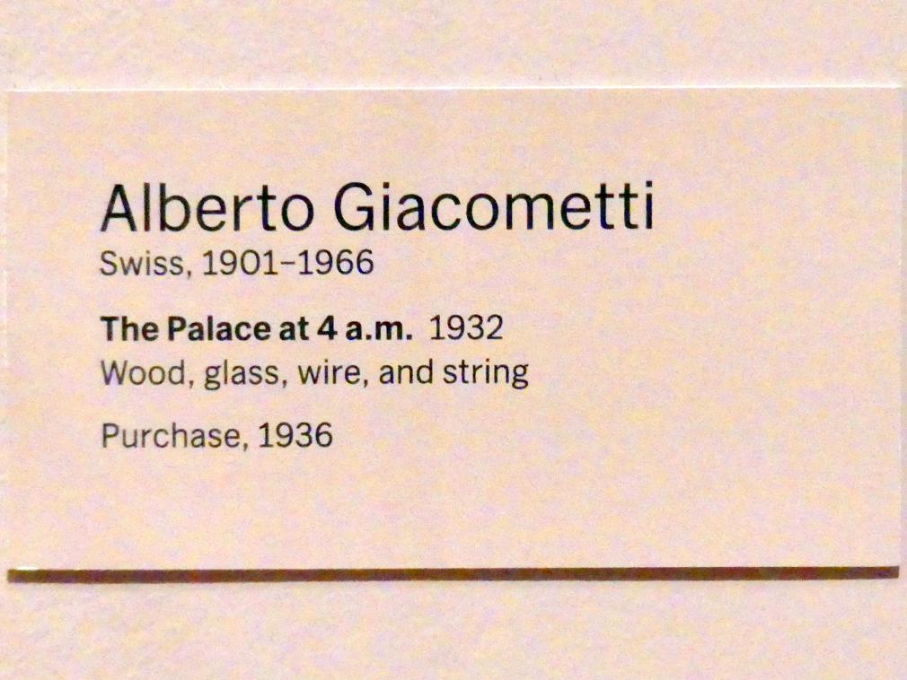 Alberto Giacometti (1914–1965), Der Palast um 4 Uhr morgens, New York, Museum of Modern Art (MoMA), Saal 517, 1932, Bild 4/4