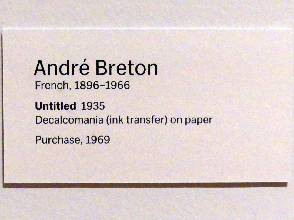 André Breton (1928–1962), Ohne Titel, New York, Museum of Modern Art (MoMA), Saal 517, 1935, Bild 2/2