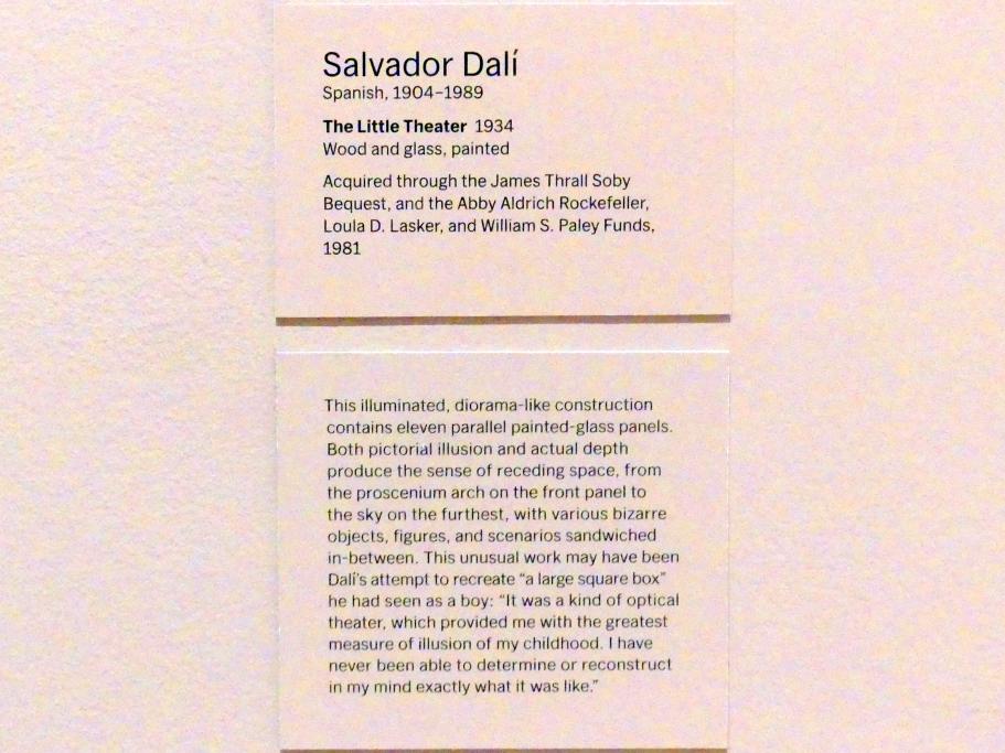 Salvador Dalí (1924–1965), Das kleine Theater, New York, Museum of Modern Art (MoMA), Saal 517, 1934, Bild 2/2