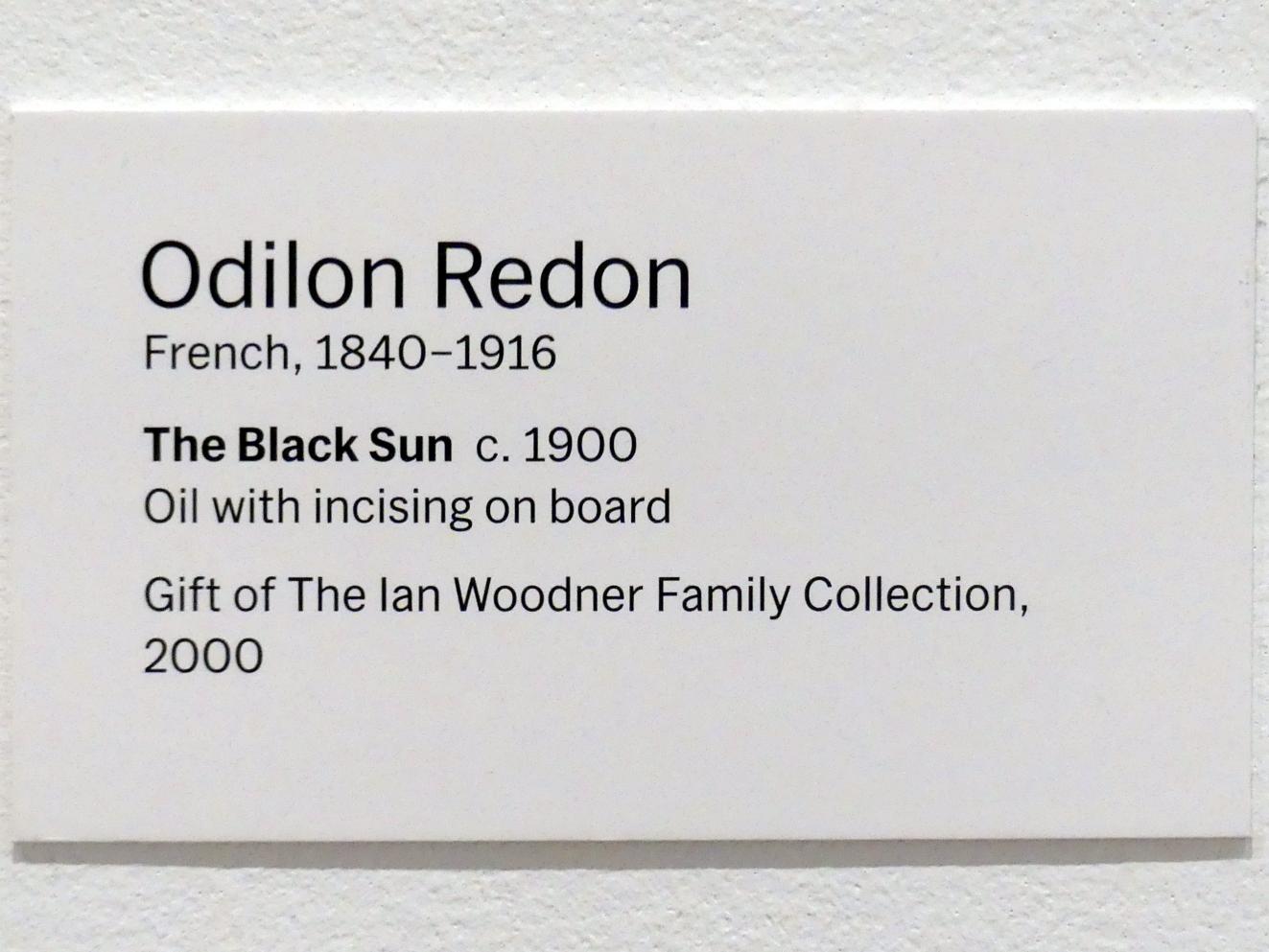 Odilon Redon (1875–1914), Schwarze Sonne, New York, Museum of Modern Art (MoMA), Saal 518, um 1900, Bild 2/2
