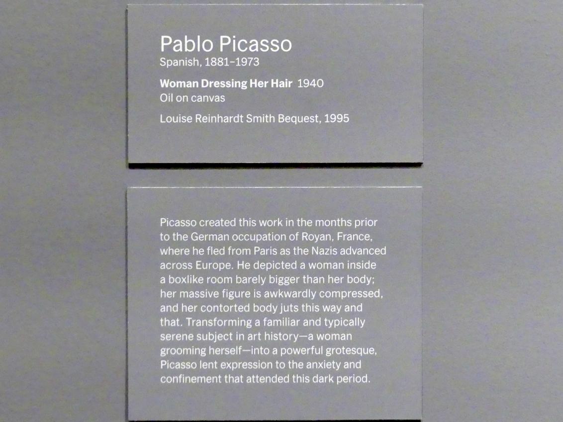 Pablo Picasso (1897–1972), Frau beim Haare richten, New York, Museum of Modern Art (MoMA), Saal 522, 1940, Bild 2/2