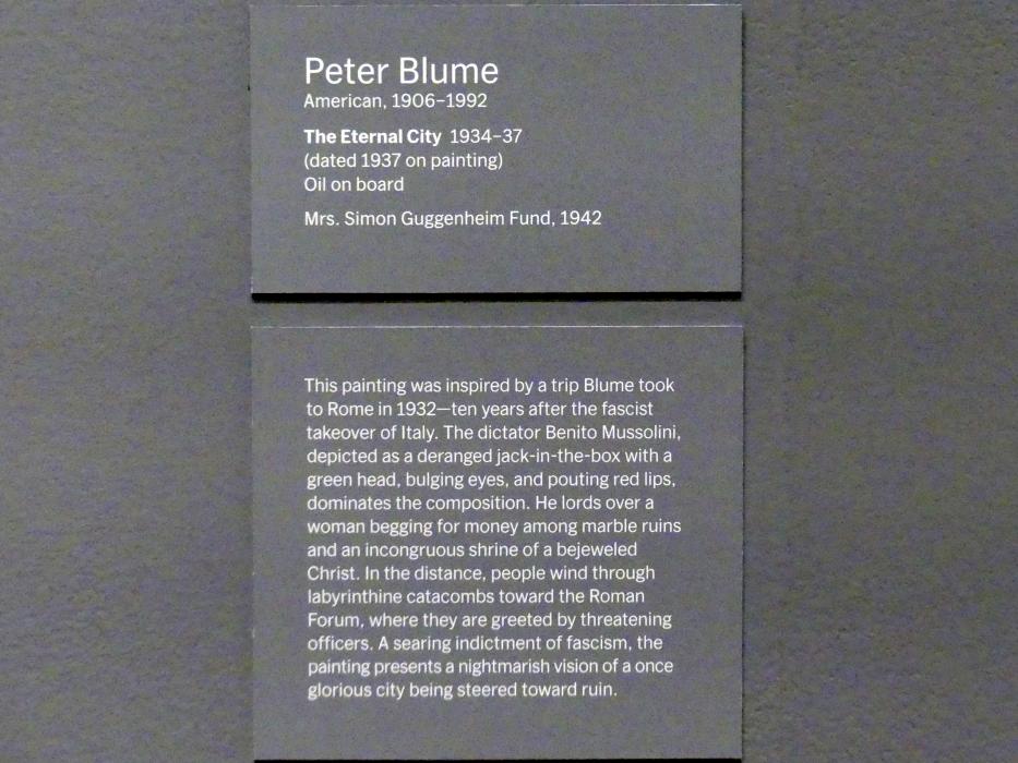 Peter Blume (1935), Die ewige Stadt, New York, Museum of Modern Art (MoMA), Saal 522, 1934–1937, Bild 2/2