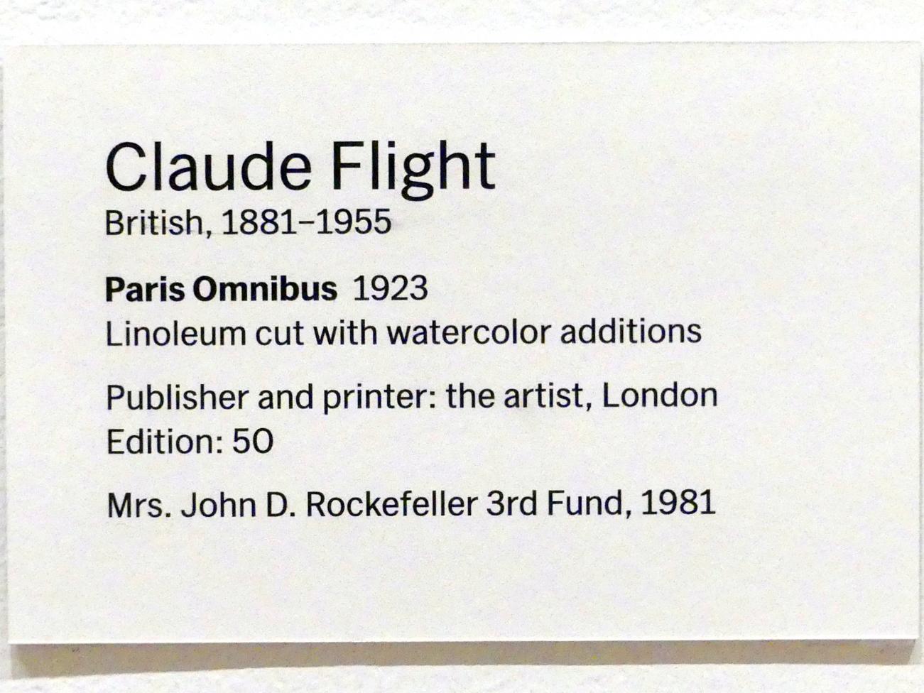 Claude Flight (1923–1929), Paris Omnibus, New York, Museum of Modern Art (MoMA), Saal 523, 1923, Bild 2/2
