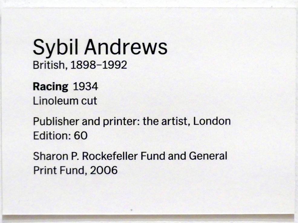 Sybil Andrews (1931–1934), Rennen, New York, Museum of Modern Art (MoMA), Saal 523, 1934, Bild 2/2