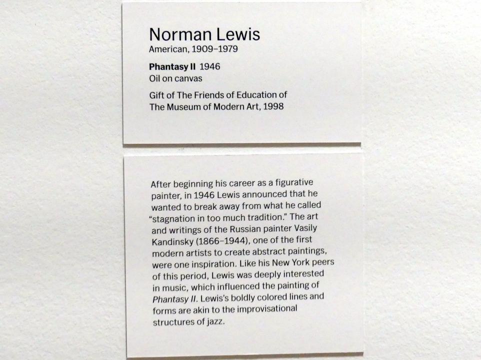 Norman Lewis (1946–1950), Phantasie II, New York, Museum of Modern Art (MoMA), Saal 401, 1946, Bild 2/2