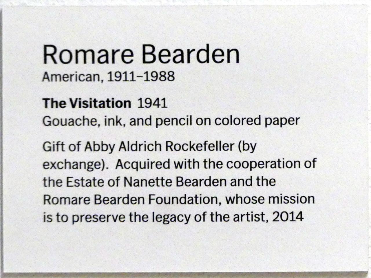 Romare Bearden (1941–1970), Mariä Heimsuchung, New York, Museum of Modern Art (MoMA), Saal 402, 1941, Bild 2/2