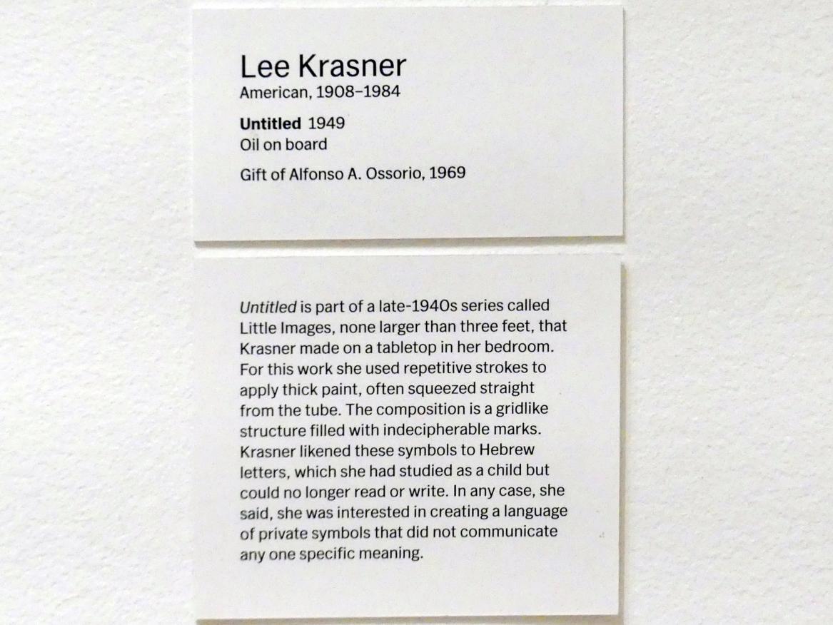 Lee Krasner (1949–1980), Ohne Titel, New York, Museum of Modern Art (MoMA), Saal 403, 1949, Bild 2/2