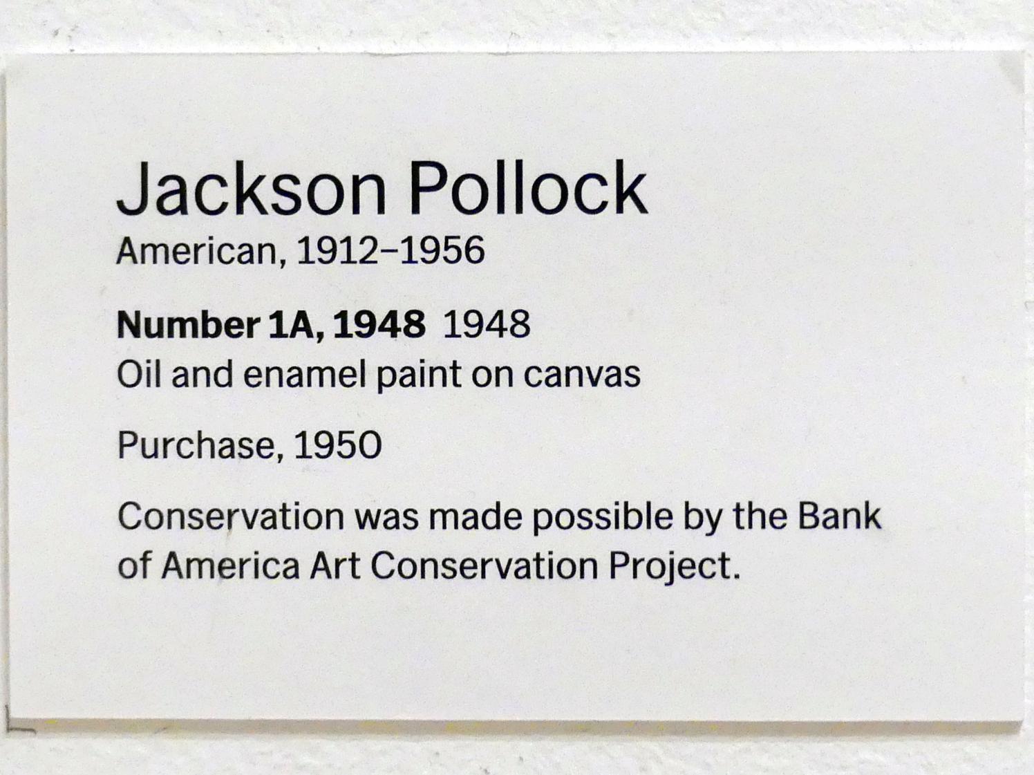 Jackson Pollock (1941–1953), Nummer 1A, 1948, New York, Museum of Modern Art (MoMA), Saal 403, 1948, Bild 2/2
