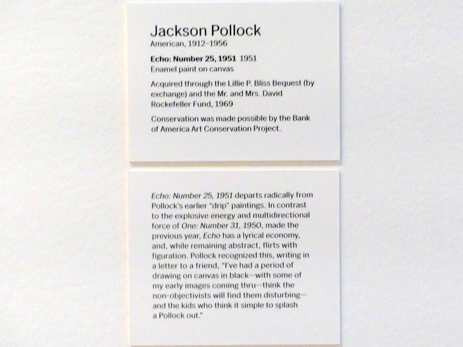 Jackson Pollock (1941–1953), Echo: Nummer 25, 1951, New York, Museum of Modern Art (MoMA), Saal 405, 1951, Bild 2/2