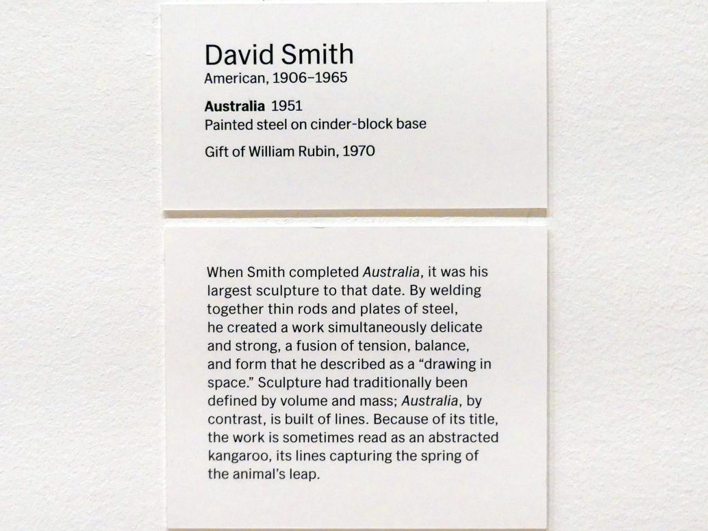 David Smith (1945–1963), Australien, New York, Museum of Modern Art (MoMA), Saal 405, 1951, Bild 3/3