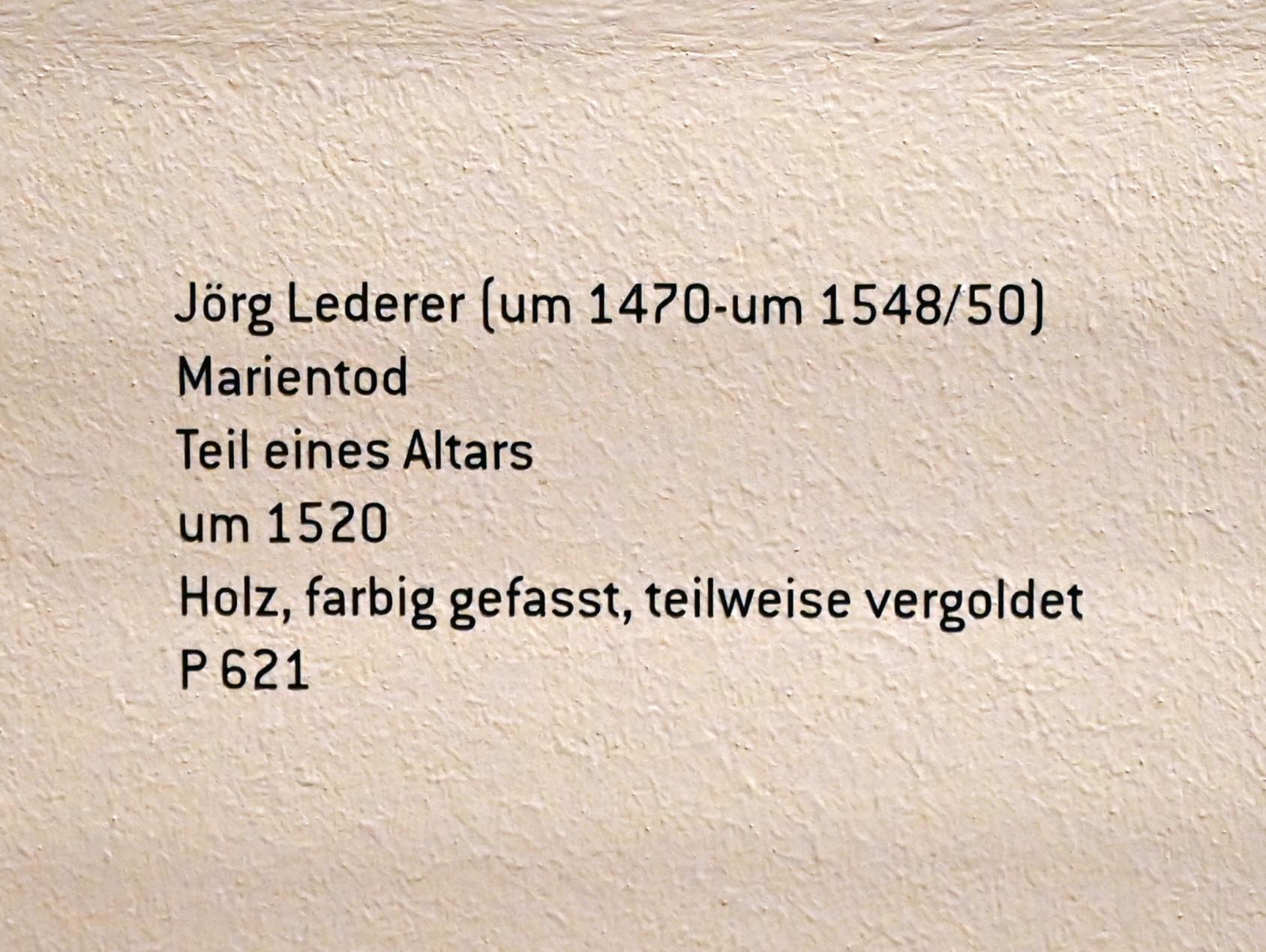 Jörg Lederer (1507–1535), Marientod, Innsbruck, Tiroler Landesmuseum, Ferdinandeum, Mittelalter 1, um 1520, Bild 4/4