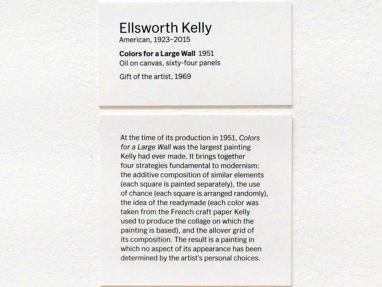 Ellsworth Kelly (1950–2004), Farben für eine große Wand, New York, Museum of Modern Art (MoMA), Saal 406, 1951, Bild 2/2