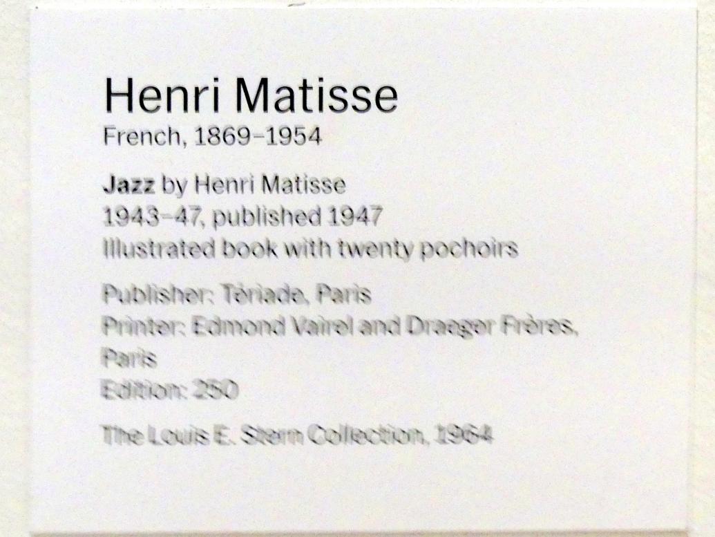 Henri Matisse (1898–1953), Jazz, New York, Museum of Modern Art (MoMA), Saal 406, 1943–1947, Bild 3/3