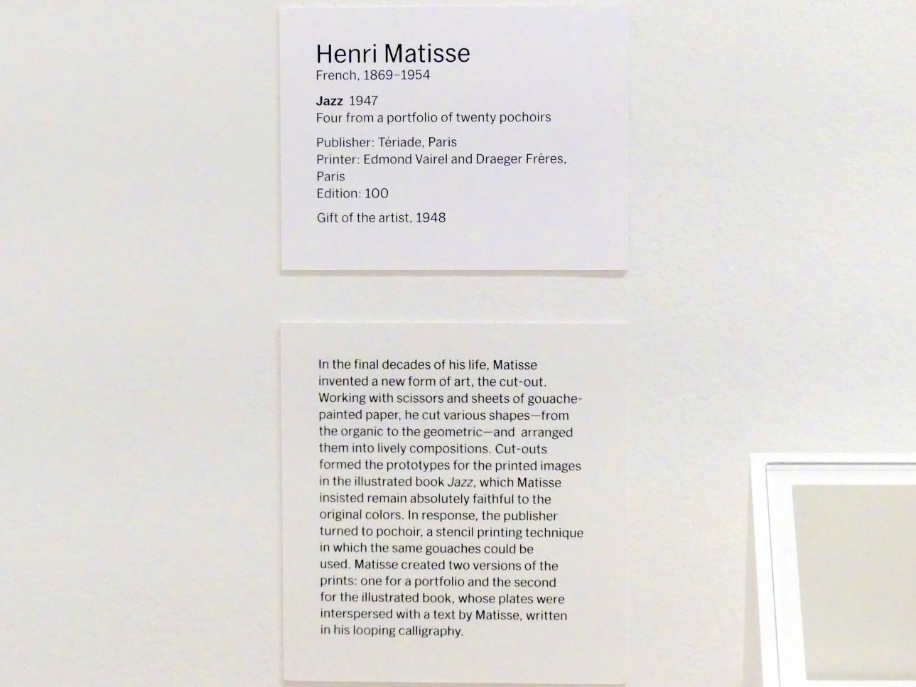 Henri Matisse (1898–1953), Jazz, New York, Museum of Modern Art (MoMA), Saal 406, 1947, Bild 6/6