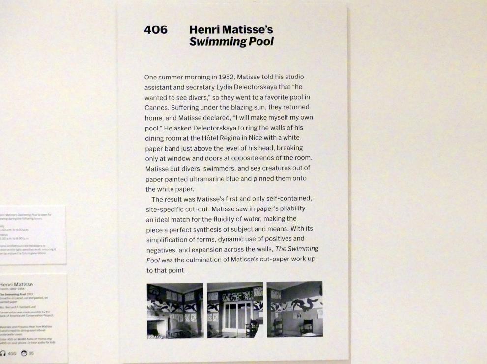 Henri Matisse (1898–1953), Der Swimmingpool, New York, Museum of Modern Art (MoMA), Saal 406, 1952, Bild 4/4