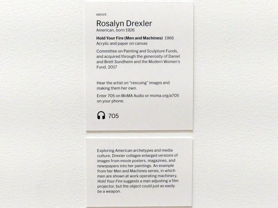 Rosalyn Drexler (1966), Halte dein Feuer (Mensch und Maschinen), New York, Museum of Modern Art (MoMA), Saal 412, 1966, Bild 2/2