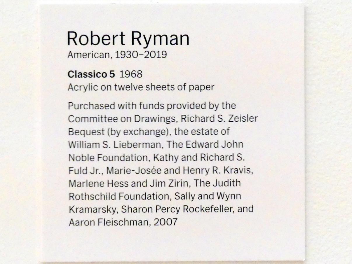 Robert Ryman (1961–1992), Classico 5, New York, Museum of Modern Art (MoMA), Saal 413, 1968, Bild 2/2