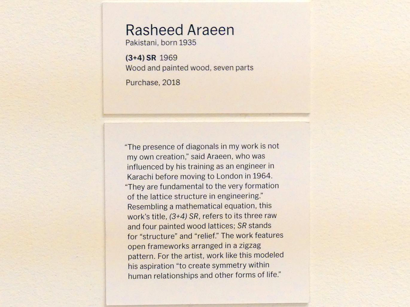 Rasheed Araeen (1969), (3+4) SR, New York, Museum of Modern Art (MoMA), Saal 413, 1969, Bild 3/3