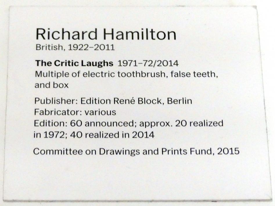 Richard Hamilton (1949–1981), Der Kritiker lacht, New York, Museum of Modern Art (MoMA), Saal 416, 1971–1972, Bild 3/3