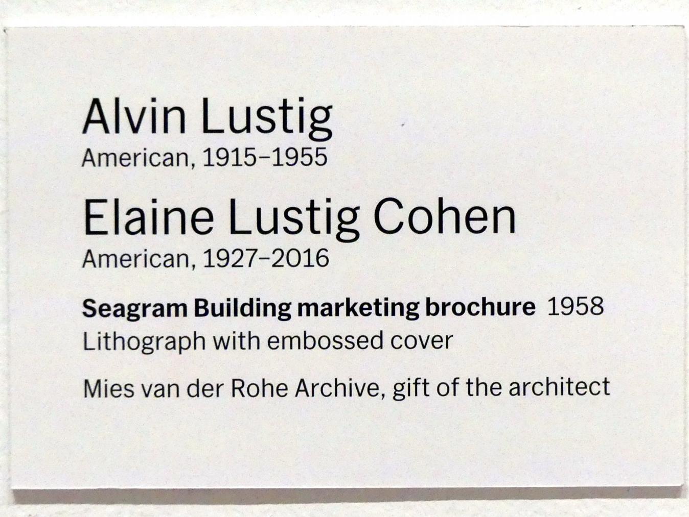 Elaine Lustig Cohen: Seagram Building Marketingbroschüre, 1958, Bild 2/2