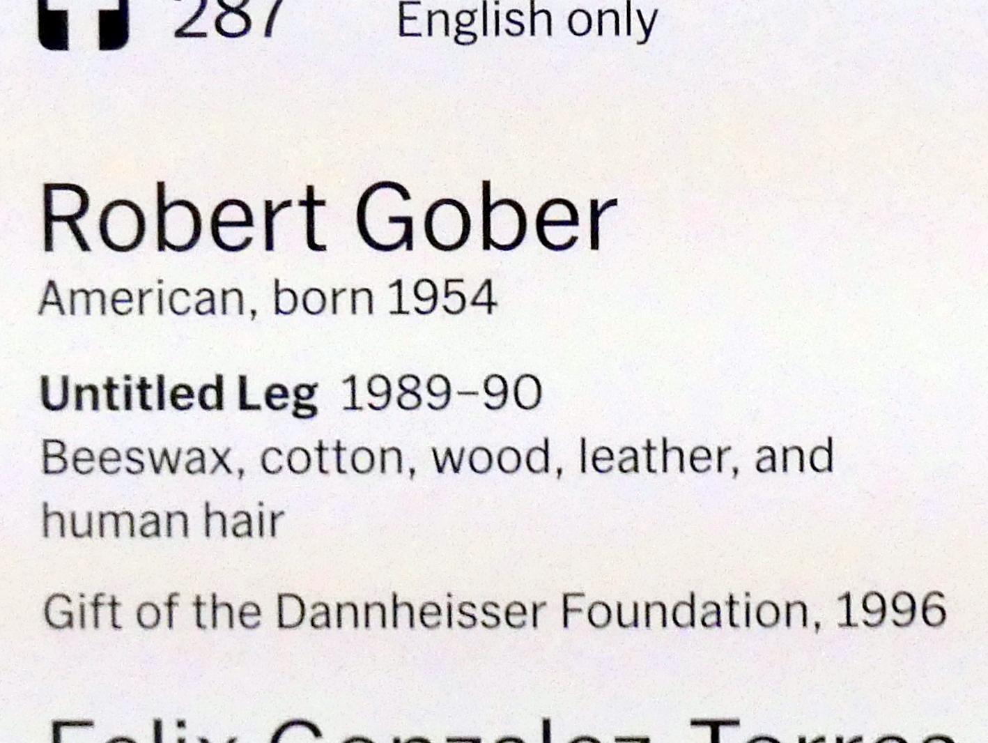 Robert Gober (1989), Bein ohne Titel, New York, Museum of Modern Art (MoMA), Saal 202, 1989–1990, Bild 4/4