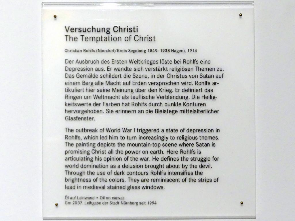 Christian Rohlfs (1874–1930), Versuchung Christi, Nürnberg, Germanisches Nationalmuseum, Saal 210, 1914, Bild 2/2