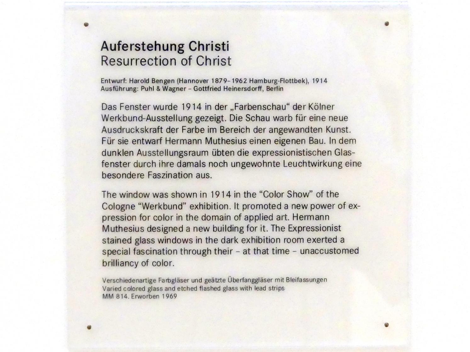 Harold Bengen (1914), Auferstehung Christi, Nürnberg, Germanisches Nationalmuseum, Saal 210, 1914, Bild 2/2