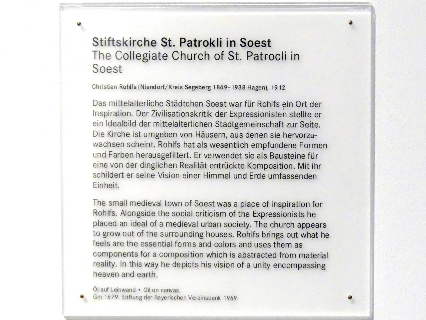 Christian Rohlfs (1874–1930), Stiftskirche St. Patrokli in Soest, Nürnberg, Germanisches Nationalmuseum, Saal 210, 1912, Bild 2/2