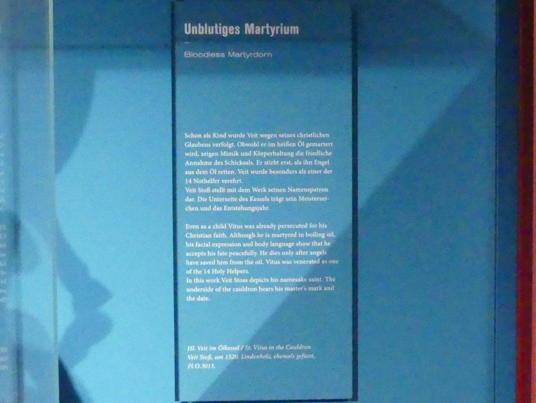 Veit Stoß (1495–1524), Hl. Veit im Ölkessel, Nürnberg, Germanisches Nationalmuseum, Helden, Märtyrer, Heilige, um 1520, Bild 4/4