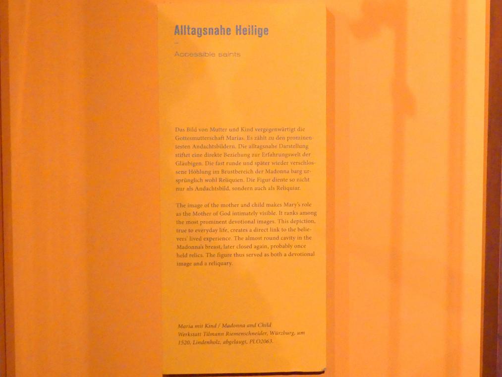 Tilman Riemenschneider (Werkstatt) (1487–1520), Maria mit Kind, Nürnberg, Germanisches Nationalmuseum, Helden, Märtyrer, Heilige, um 1520, Bild 4/4