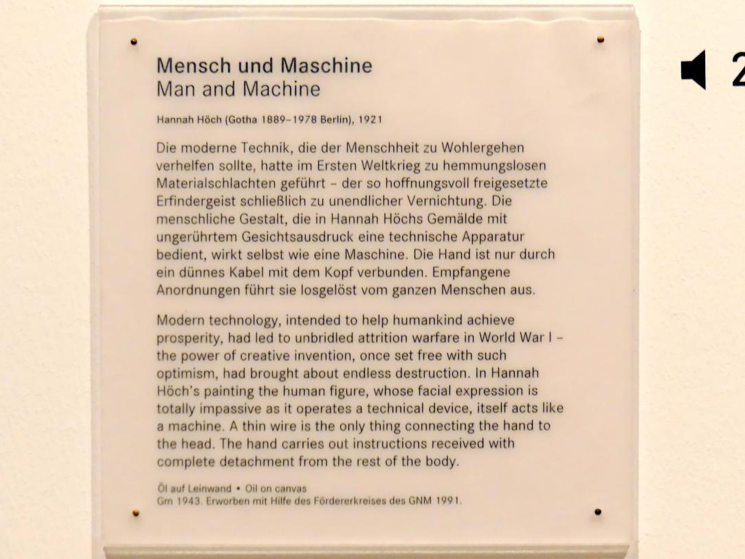 Hannah Höch (1919–1936), Mensch und Maschine, Nürnberg, Germanisches Nationalmuseum, Saal 213, 1921, Bild 2/2