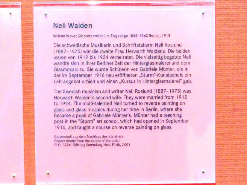 William Wauer (1917–1921), Nell Walden, Nürnberg, Germanisches Nationalmuseum, Saal 220, 1918, Bild 4/4