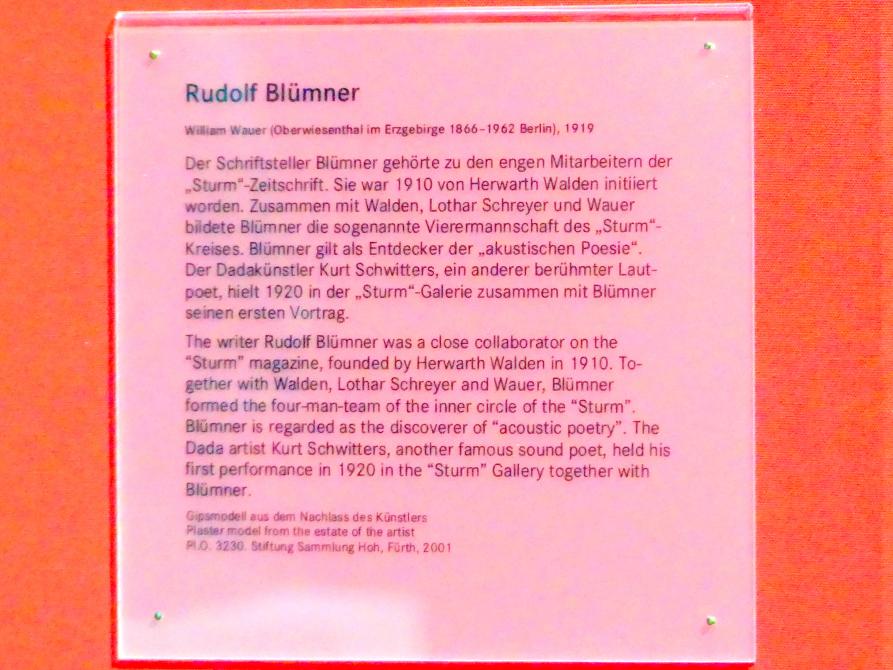 William Wauer (1917–1921), Rudolf Blümner, Nürnberg, Germanisches Nationalmuseum, Saal 220, 1919, Bild 4/4