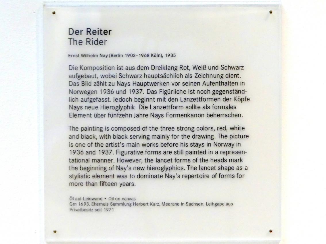Ernst Wilhelm Nay (1935–1967), Der Reiter, Nürnberg, Germanisches Nationalmuseum, Saal 222, 1935, Bild 2/2