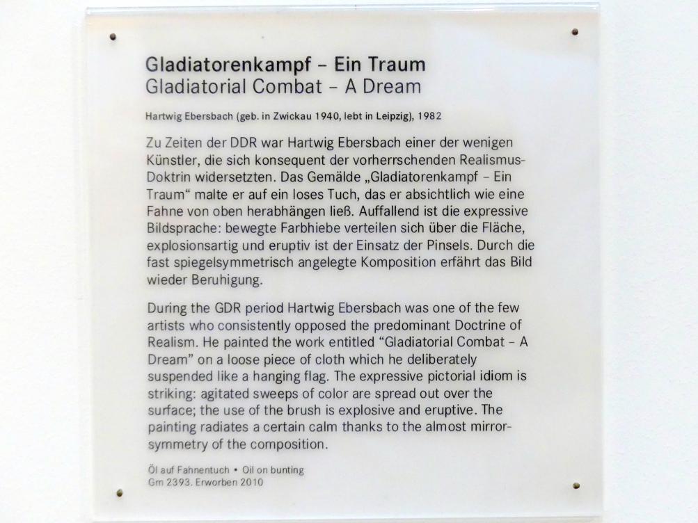 Hartwig Ebersbach (1982–2004), Gladiatorenkampf - Ein Traum, Nürnberg, Germanisches Nationalmuseum, Saal 224, 1982, Bild 2/2