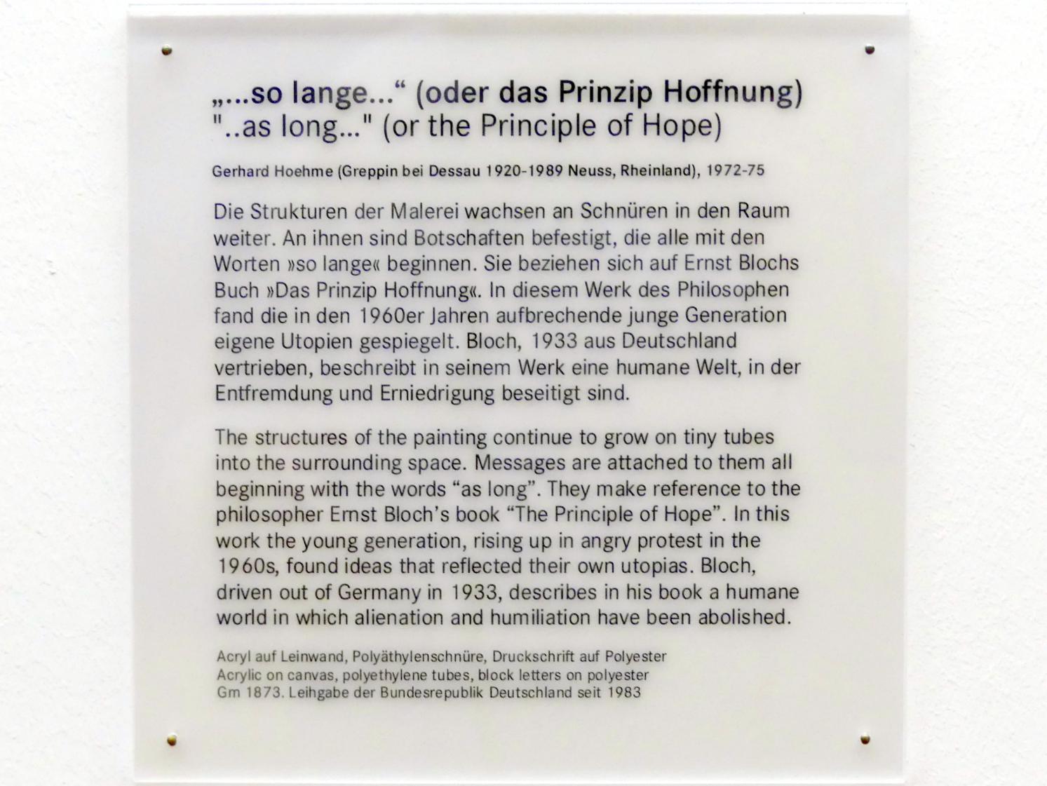 Gerhard Hoehme (1957–1973), "..so lange..." (oder das Prinzip Hoffnung), Nürnberg, Germanisches Nationalmuseum, Saal 230, 1972–1975, Bild 2/2