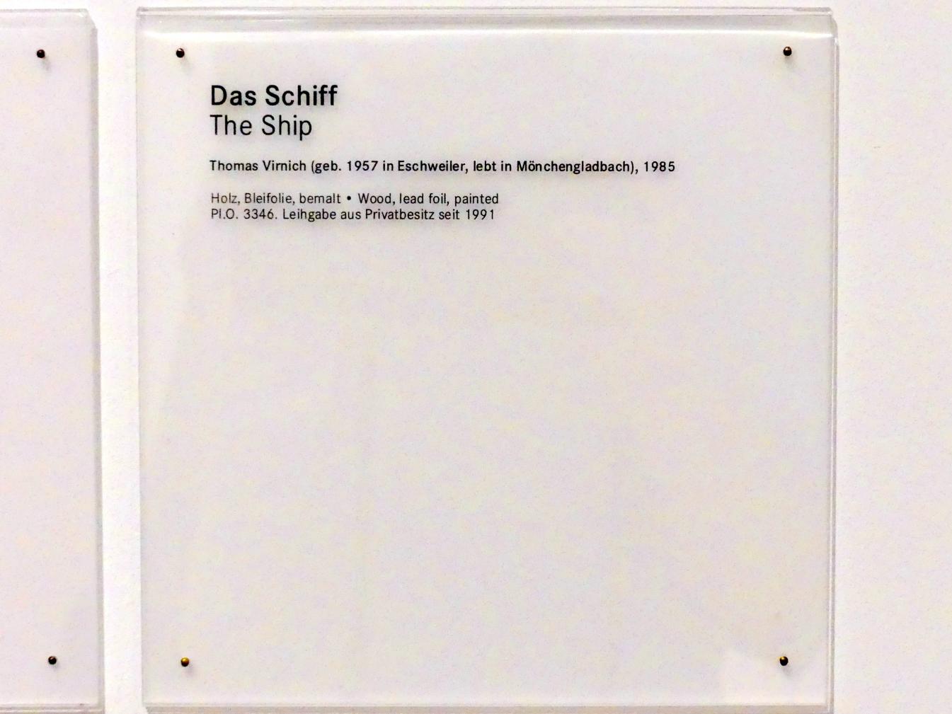 Thomas Virnich (1985), Das Schiff, Nürnberg, Germanisches Nationalmuseum, Saal 227, 1985, Bild 6/6