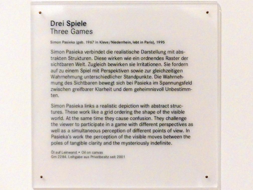 Simon Pasieka (1995), Drei Spiele, Nürnberg, Germanisches Nationalmuseum, Saal 228, 1995, Bild 2/2