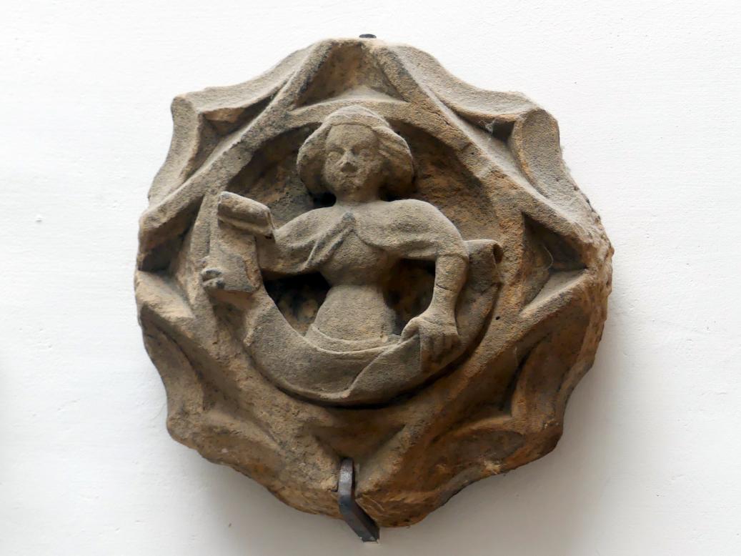 Vier Maßwerkmedaillons, Nürnberg, Stadtpfarrkirche Zu Unserer lieben Frau (Frauenkirche), jetzt Nürnberg, Germanisches Nationalmuseum, Saal 30, um 1360, Bild 3/6