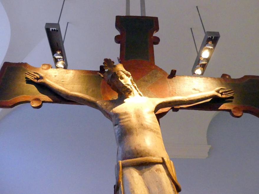 Kruzifixus aus der Kölner Stiftskirche St. Maria im Kapitol, Köln, Kirche St. Maria im Kapitol, jetzt Nürnberg, Germanisches Nationalmuseum, Saal 14, um 1160, Bild 2/4