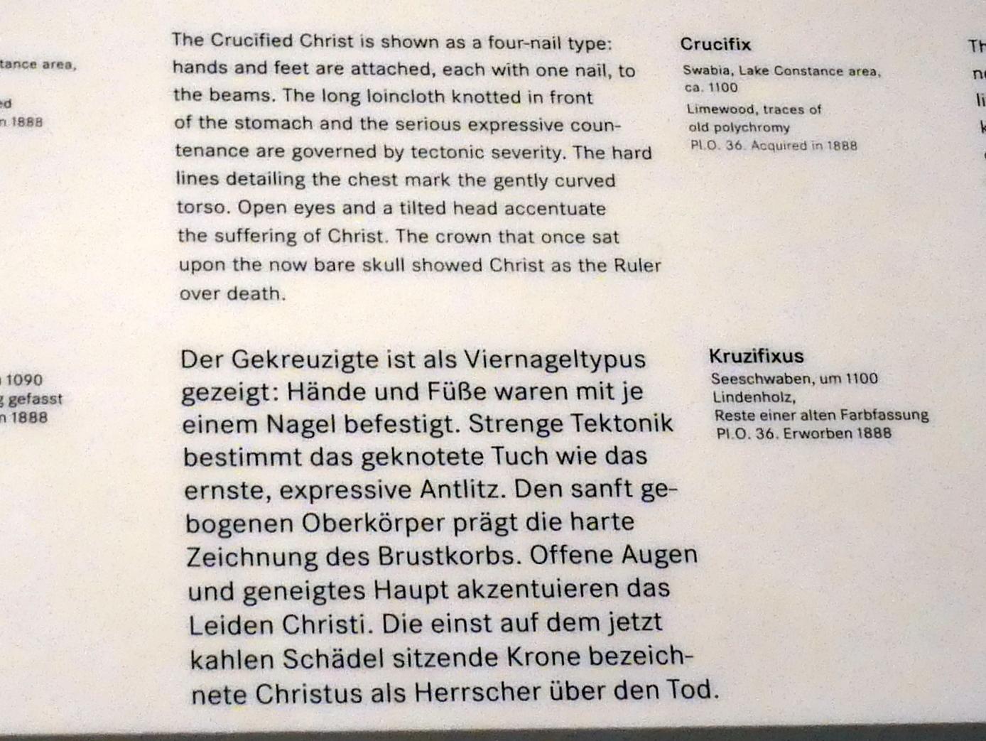 Kruzifixus, Nürnberg, Germanisches Nationalmuseum, Saal 14, um 1100, Bild 2/2